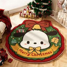 跨境圣诞节客厅圆形地毯家用卡通防滑仿羊绒地垫儿童卧室地毯批发