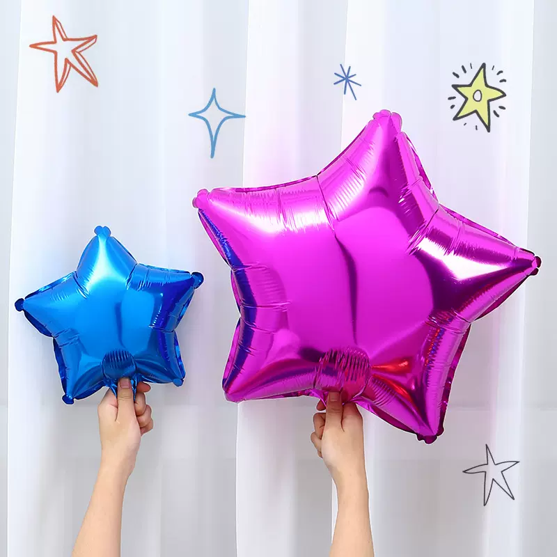 10寸五角星铝膜气球 纯色星星批发生日店庆派对婚庆装饰场景布置
