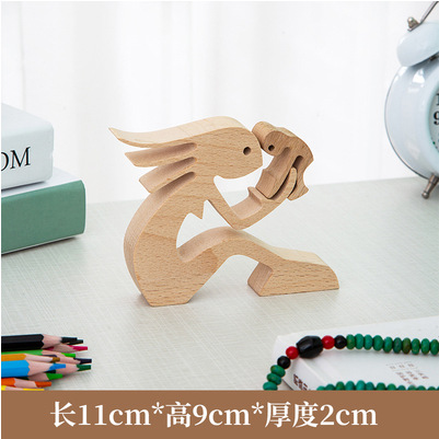 Decoración simple decoración creativa animal de madera perro y familia Estructura de escritorio hecho a mano humano y perro talla de madera adornos