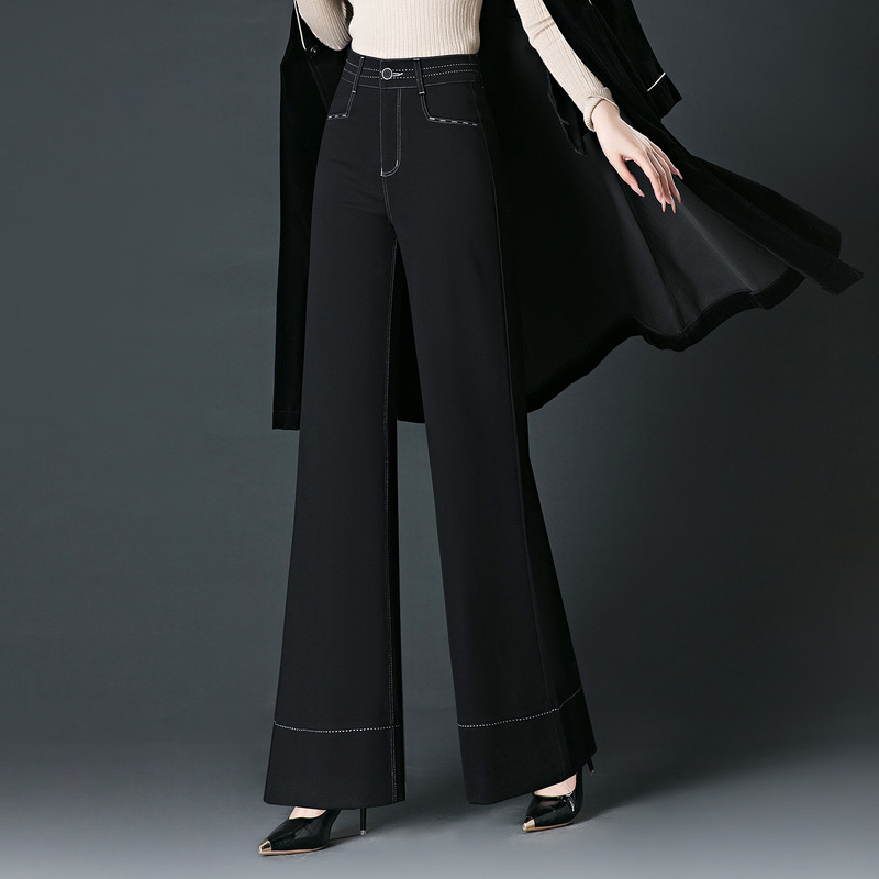 Bucket-flare pants for women, autumn and winter new fashion, mom-style suit knit pants, casual and stylish wide-leg straight pants Bucket-flare pants for women, autumn and winter new fashion, mom-style suit knit pants, casual and stylish wide-leg straight pants