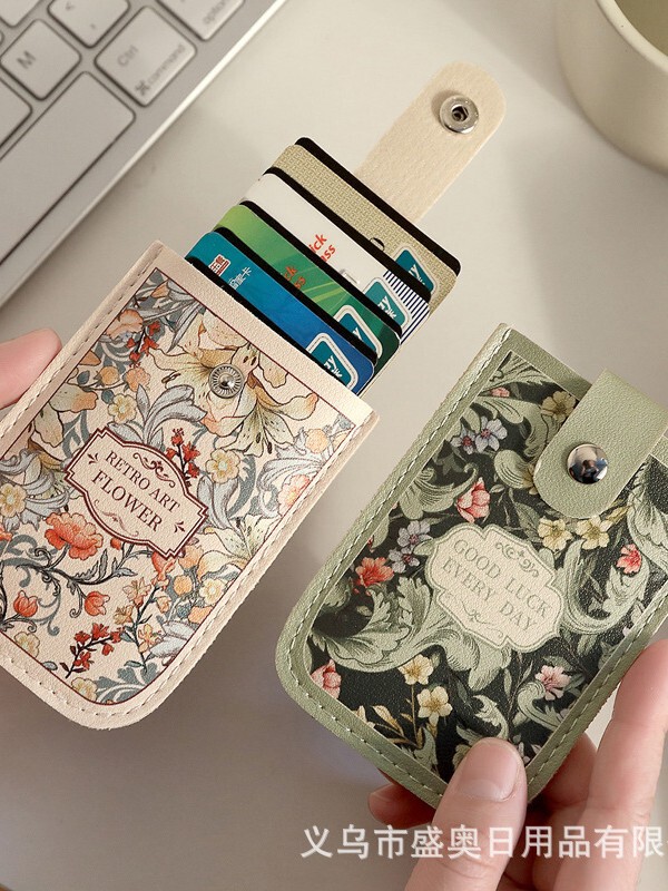 レトロな油絵引き出し式カードホルダーワンピース女性のコンパクト超薄型ミニ漫画新しいニッチデザインカードホルダーバッグ|undefined