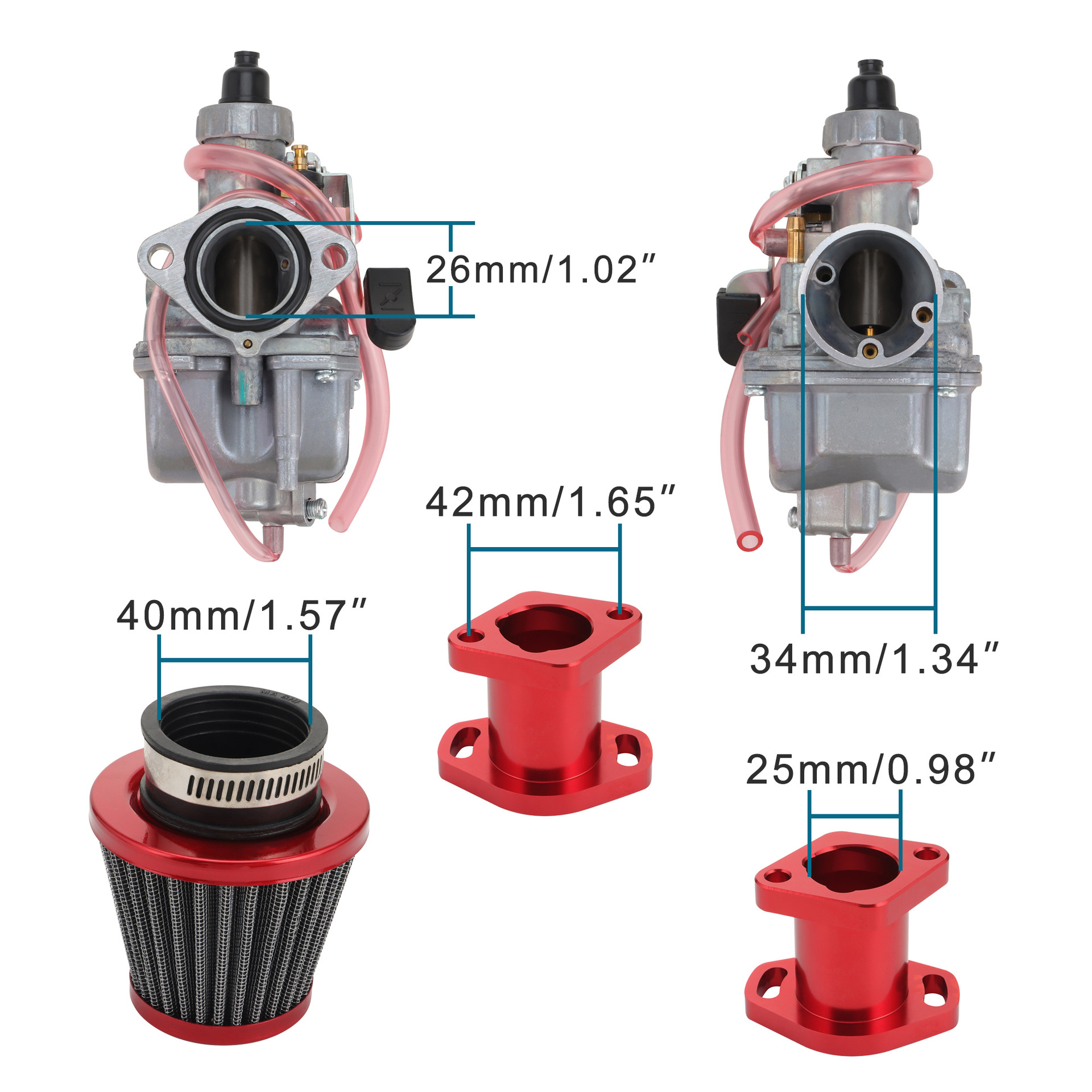 El kit de filtro de aire del carburador de la motocicleta GOOFIT se adapta al kit de carburador VM22