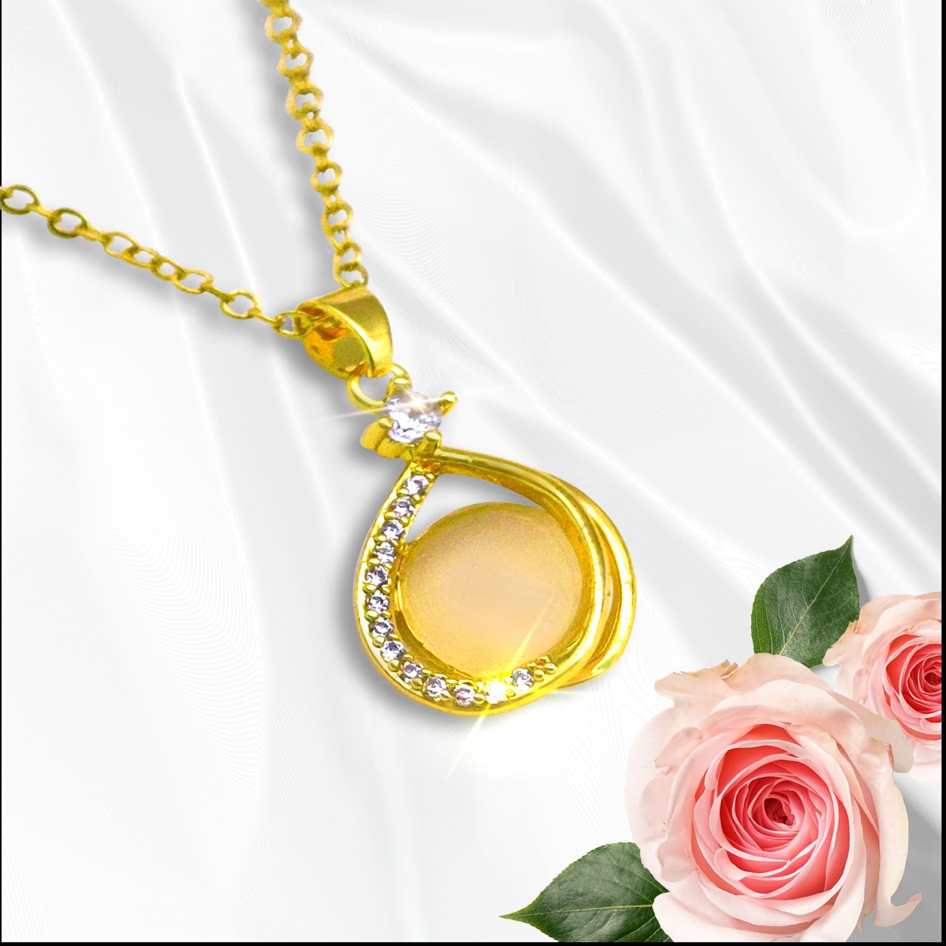 brand stone inlay drop-shaped