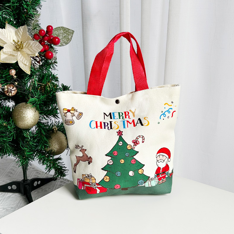 新しい外国貿易スポットクリスマスギフトバッグ漫画サンタクロース雪だるま手提げ袋キャンバスバッグ|undefined