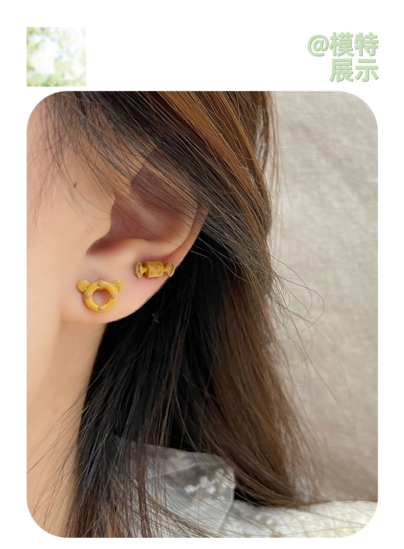 All Seasons Season 1 Set Elegant Cute Heart Shape Bow Knot Enamel Alloy Ear Studs