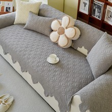 外贸韩式2024冬季新款高密纯棉防滑皮沙发垫四季座垫机洗不起球