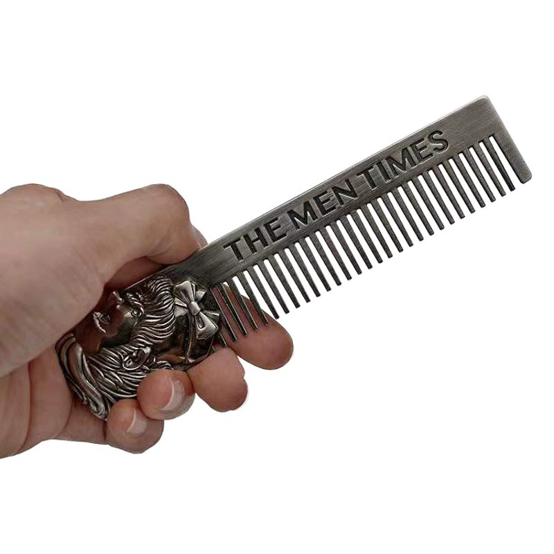 В наличии большой задний металлический гребень европейский и американский Ретро Модный большой задний гребень масляный гребень большая борода голова портрет креативный гребень