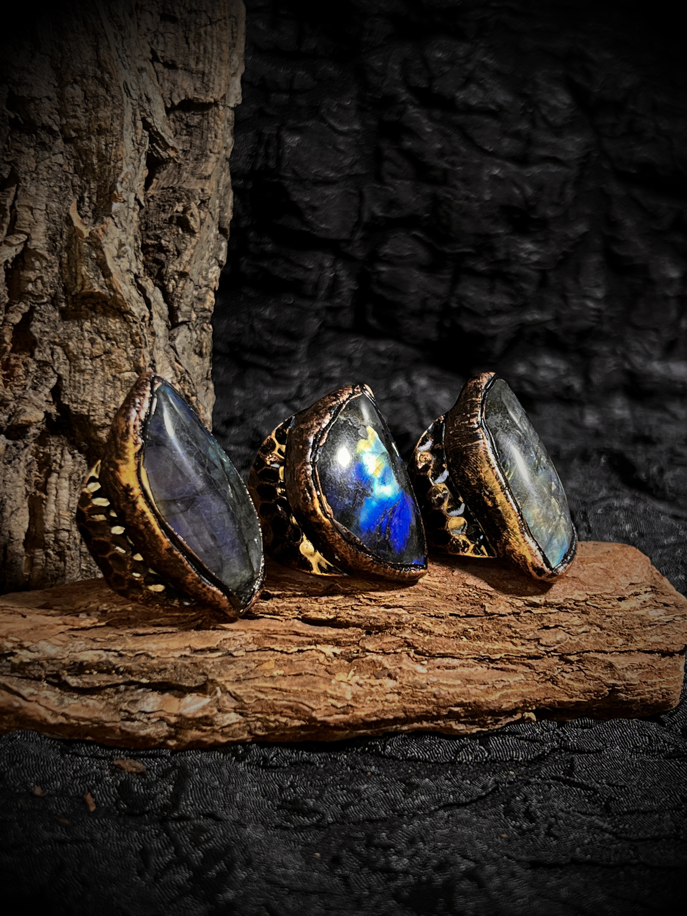 Street Occasion Retro Exaggerated Geometric Gem Copper Open Rings In Bulk
