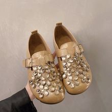 小皮鞋女春秋法式单鞋女2025年新款一脚蹬豆豆鞋时尚水钻女鞋潮