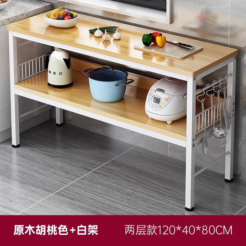 Estante de cocina piso multicapa mesa de corte de horno de microondas estante de almacenamiento multifuncional mesa pequeña mesa de trabajo doméstica image 10