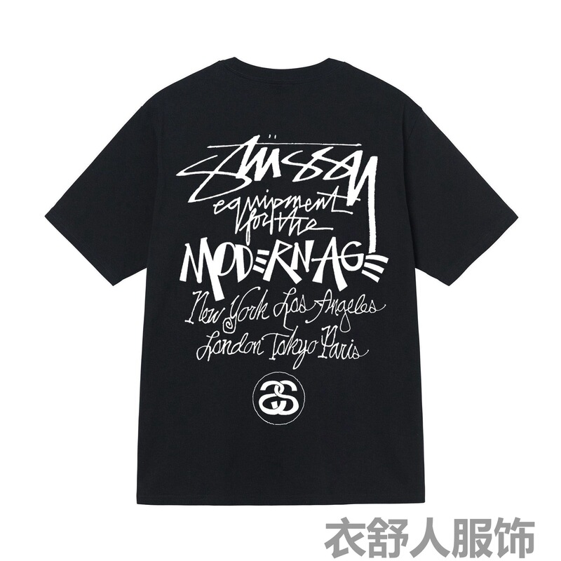 Stu New Men's and Women's Short-sleeved T-shirt Summer Navy Blue Khachi Black White Men's T-shirt Loose 270g