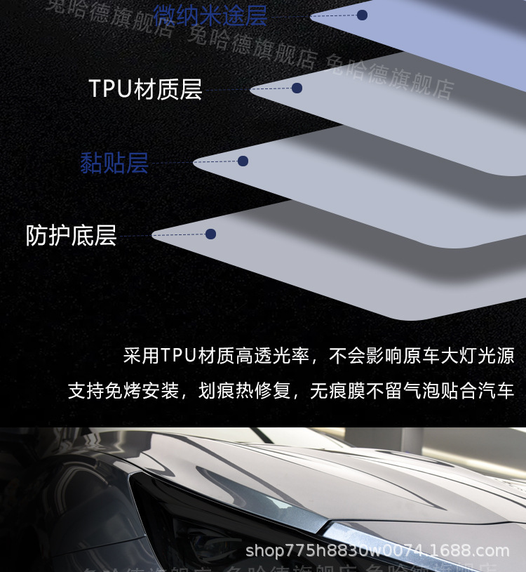 Suitable for Mg Mg7 23 Color-Changing Headlight Film Blackened Daytime Running Light Car Light Protection Transparent Film-Tpu