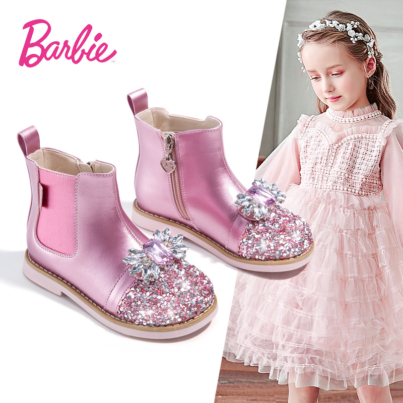 Fashion Princess Boots 2025 Autumn Style Crystal Fashion Boots Comfortable and Versatile Short Boots Kidsren's Leather Boots