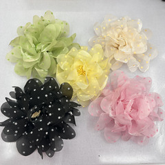韓国風オーガンジーDIY雪紗花ネット花大輪花靴帽子衣類ヘアアクセサリー材料花ヘアアクセサリー