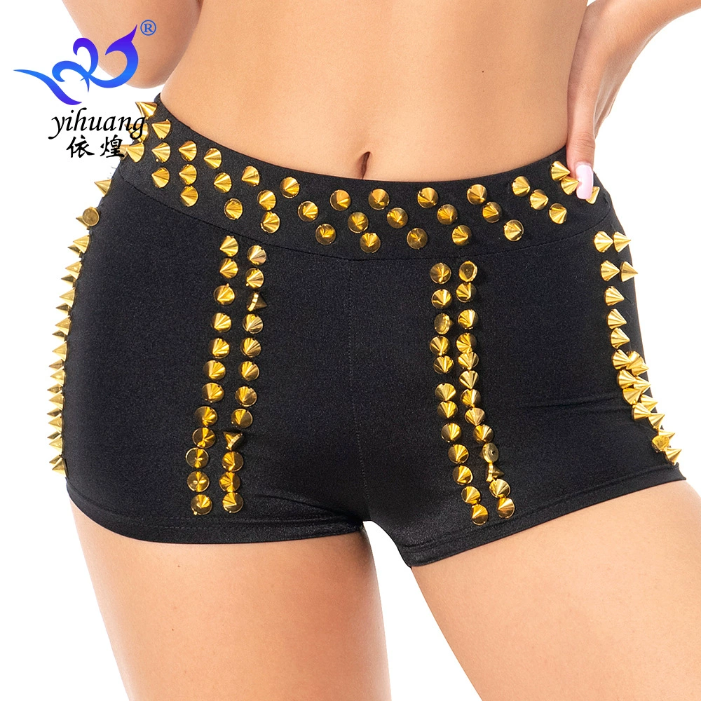Танцевальные штаны Одежда для выступлений Шипованные шорты Сценическая танцевальная одежда Одежда для выступлений Очаровательные штаны в стиле панк Леггинсы Танцевальные штаны