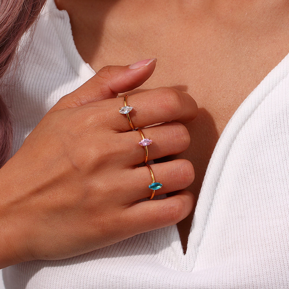 Fashion Geometric Stainless Steel Plating Zircon Open Ring 1 Piece