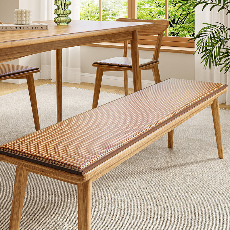Cojín de banco de ratán de hielo de verano Cojín de banco Cojín de asiento de silla de comedor de tira larga Cojín de alfombra de ratán fresco Cojín de silla antideslizante