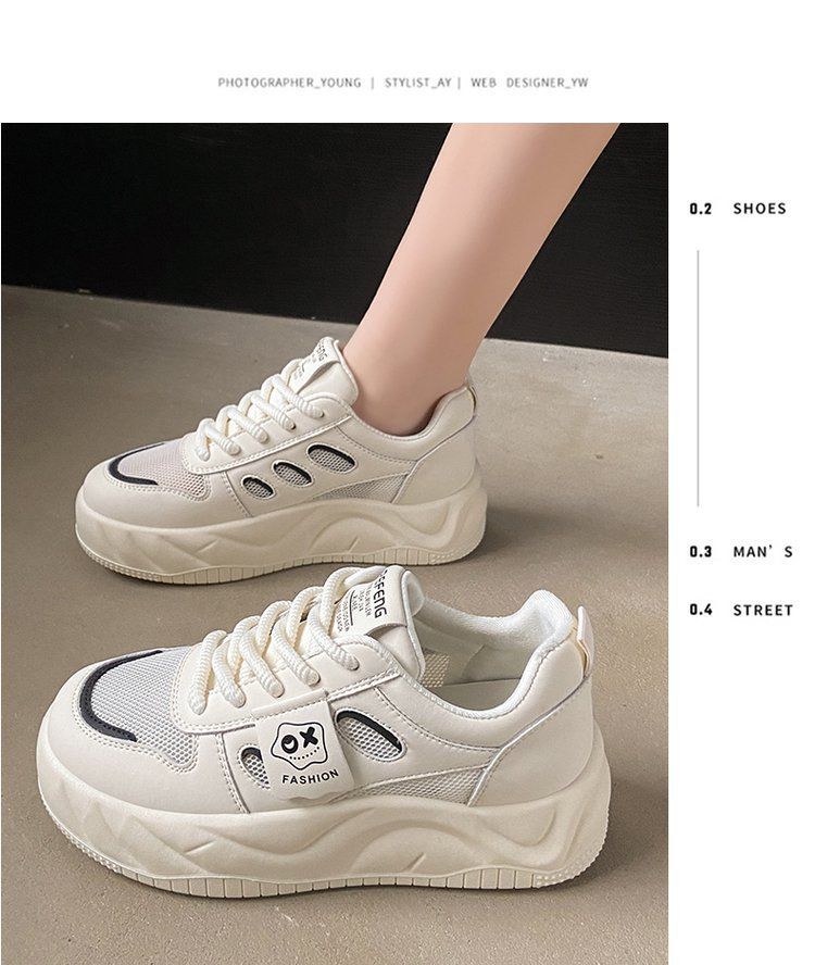 Zapatos de skate de mujer antideslizantes de suela gruesa zapatos blancos 2024 primavera y otoño nuevos versátiles in-mode super suave zapatos de viento de campus para niños