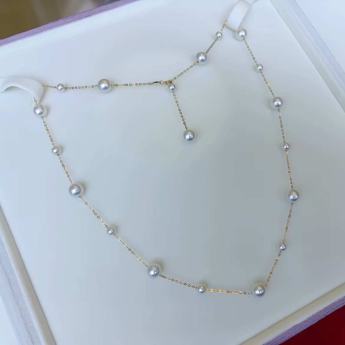 Zhuji natural freshwater pearl necklace with star-shaped pearls of various sizes, French Y-shaped neck chain with a stylish design, clavicle chain
