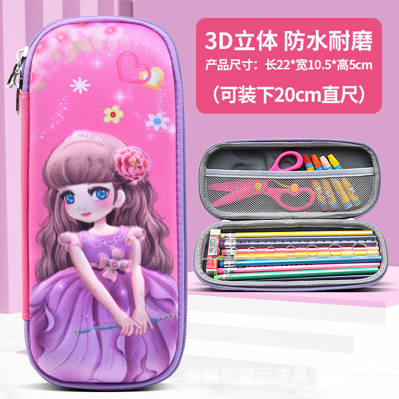 EVA papelería caja de lápices 3D tridimensional de doble capa de gran capacidad de dibujos animados niños estudiante impermeable resistente al desgaste LOGOTIPO conjunto Premio