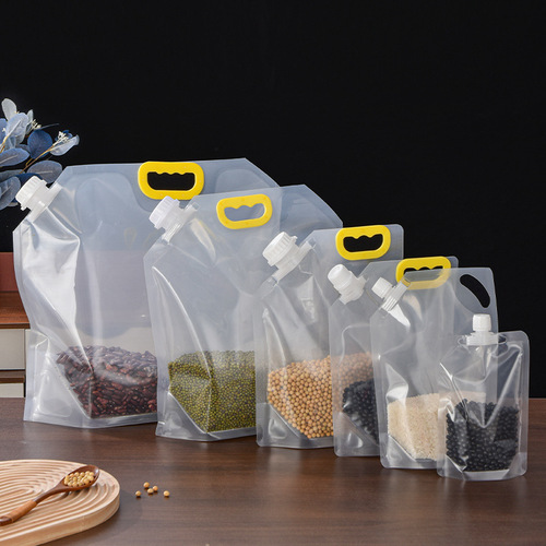 Grain storage sealed bag, moisture-proof and insect-proof, transparent thickened portable food-grade nozzle bag, rice packaging bag