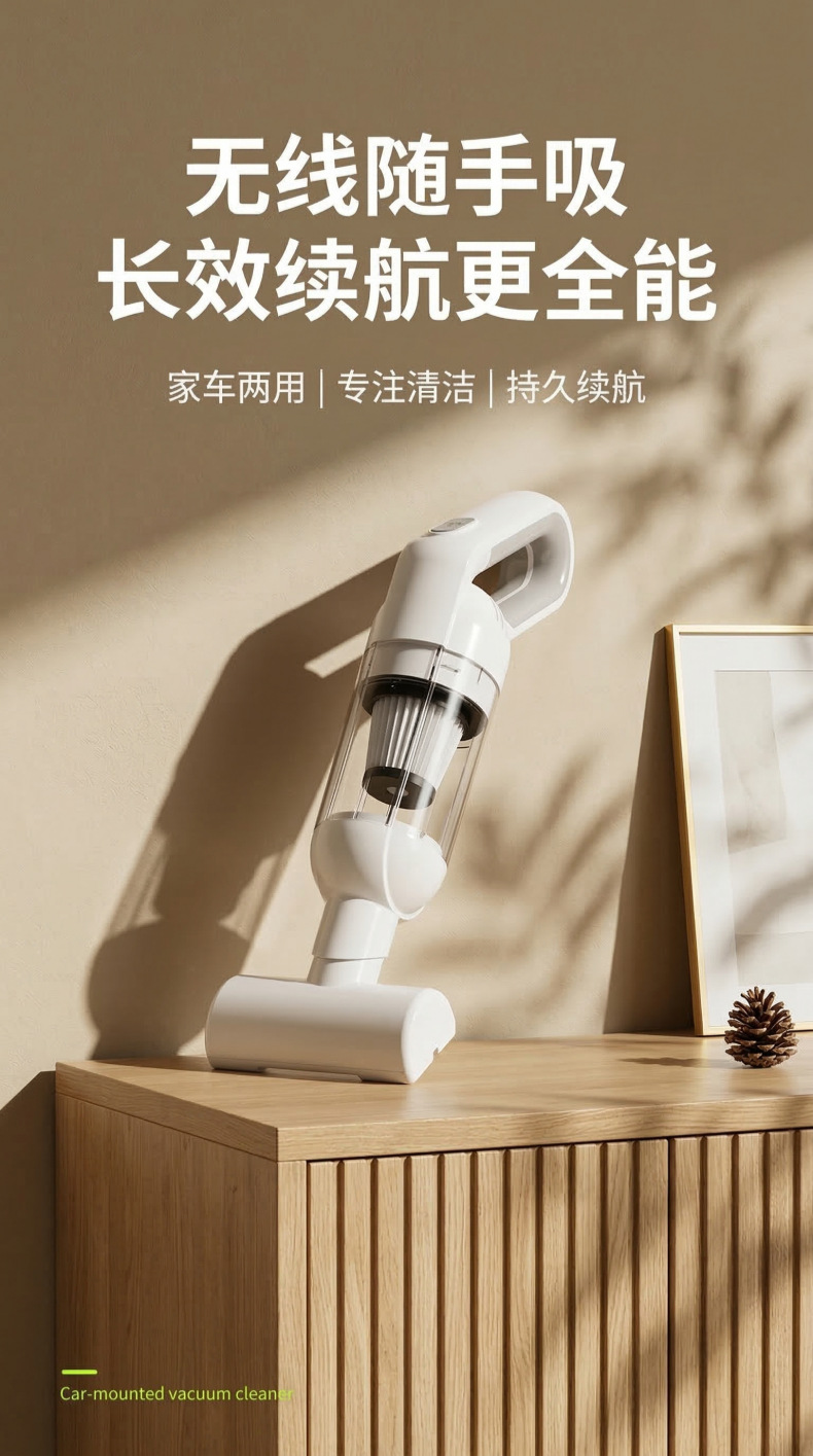 Wireless Vacuum Cleaner for Car and Home Dual-Purpose Blowing and Suction All-In-One Car-Mounted Large Suction Hand Small Portable Super Suction Wholesale