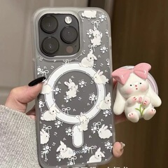 小白兔郁金香带磁吸适用苹果17手机壳16/15/promax软14/13/12女11