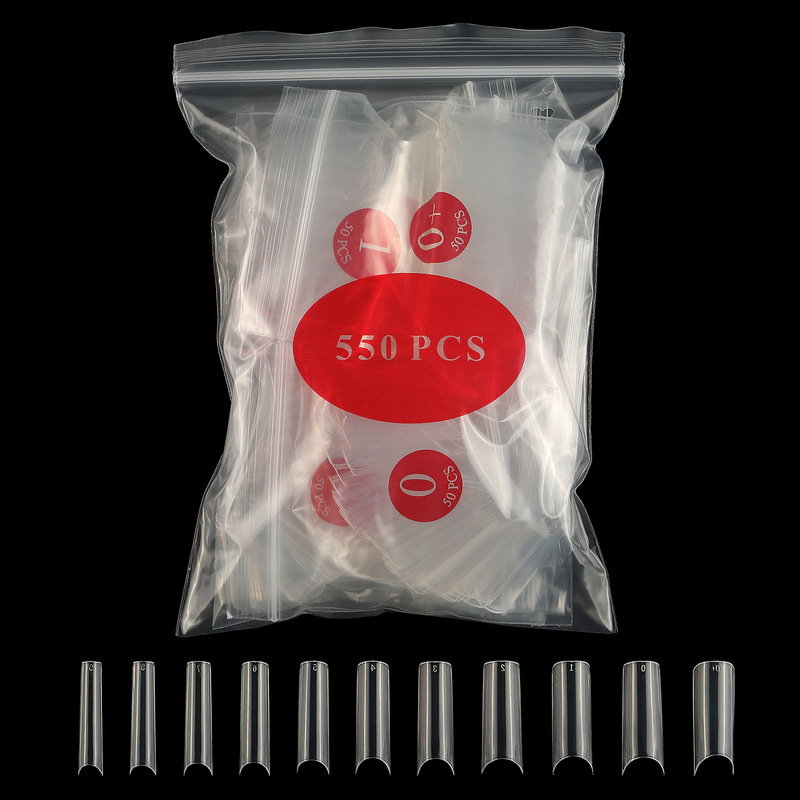 Nail art fake nail 550 C- shaped bamboo nail large arc U-shaped French nail transparent color bag
