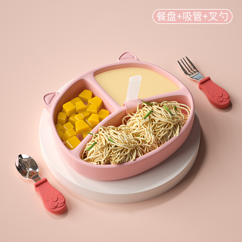 핑크+밀짚+사자 스테인리스 포크와 스푼