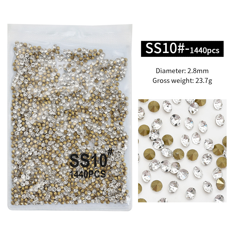 1440 uñas arte plano transparente diamante blanco Super Flash checa diamante austriaco AB color tamaño uñas accesorios decorativos de diamantes al por mayor