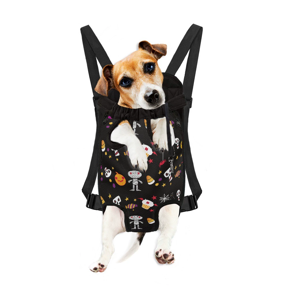 Сумка для домашних животных, сумка для кошек и собак, рюкзак, атмосфера Хэллоуина, нагрудная сумка для домашних животных с принтом вороны, портативный рюкзак для прогулок