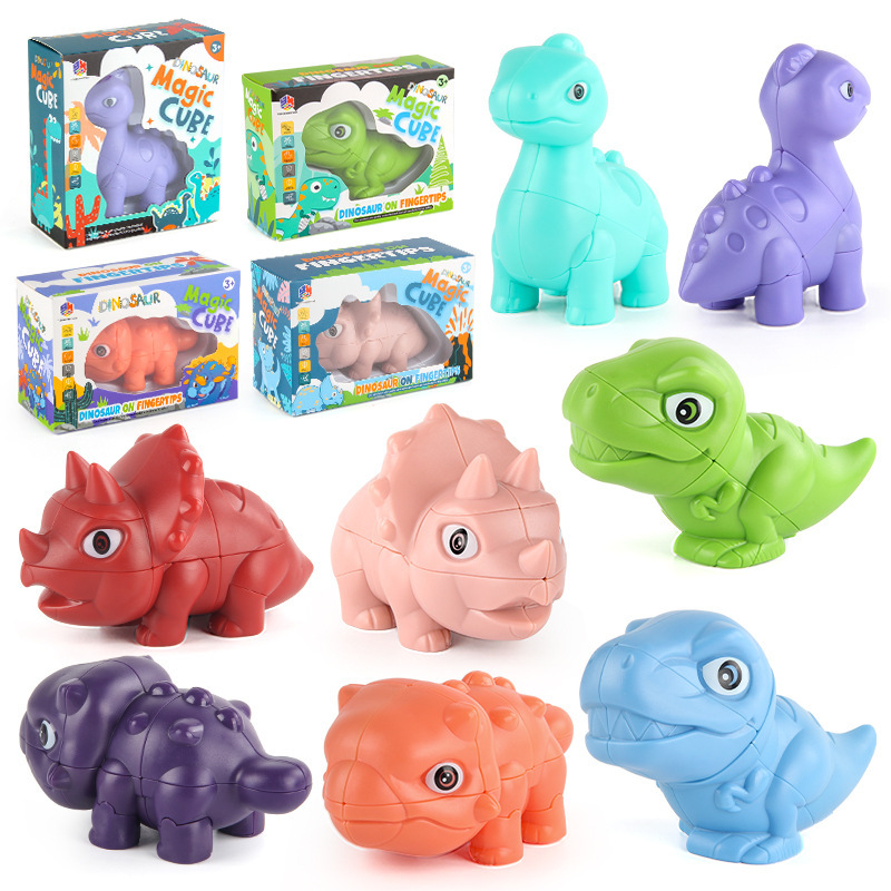 Simulación transfronteriza animal dinosaurio cubo rubico rotación color sólido de segundo orden alienígena dinosaurio espada dragón descompresión juego de juguetes cubo rubico