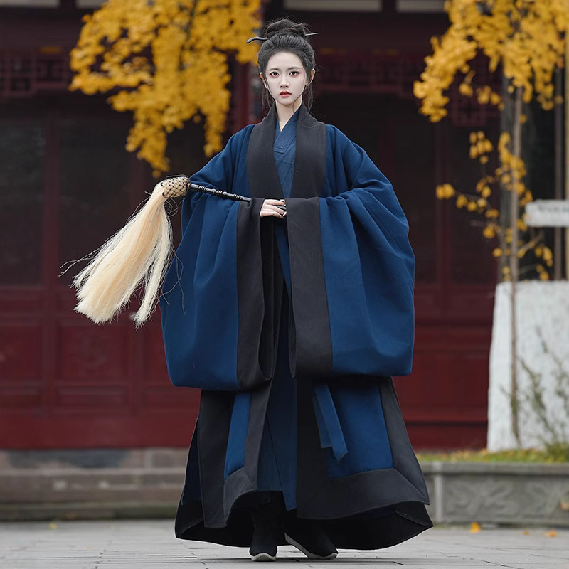 Original New Wool Crane Cloak Ming Hanfu Traditional Taoist Robe for Men and Women Plain Color Thickened Cloak Jusper