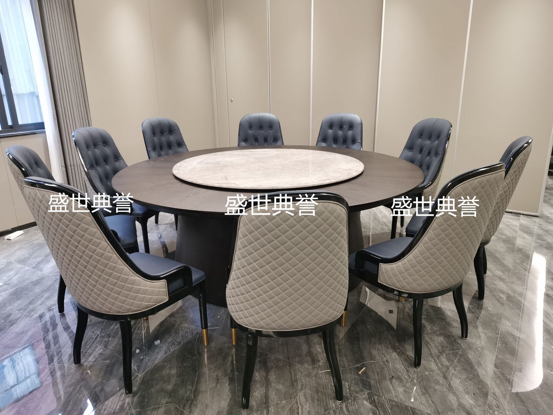 上饶五星级酒店实木家具海鲜餐厅包厢实木餐椅宴会中心实木餐桌椅详情11