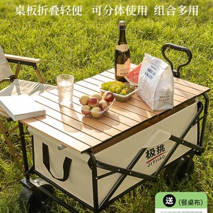 Camping Cart Outdoor Portable Camp Cart Foldable Storage Hand-Pulled Camping Cart Dining Stall