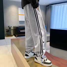童装男童裤子夏秋季2024新款中大童痞帅男孩排扣长裤儿童运动卫裤