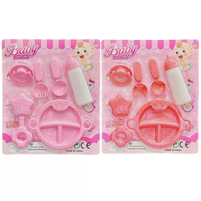 肥童餐盘奶瓶摇铃奶嘴成品套装儿童肥娃娃过家家挂板玩具