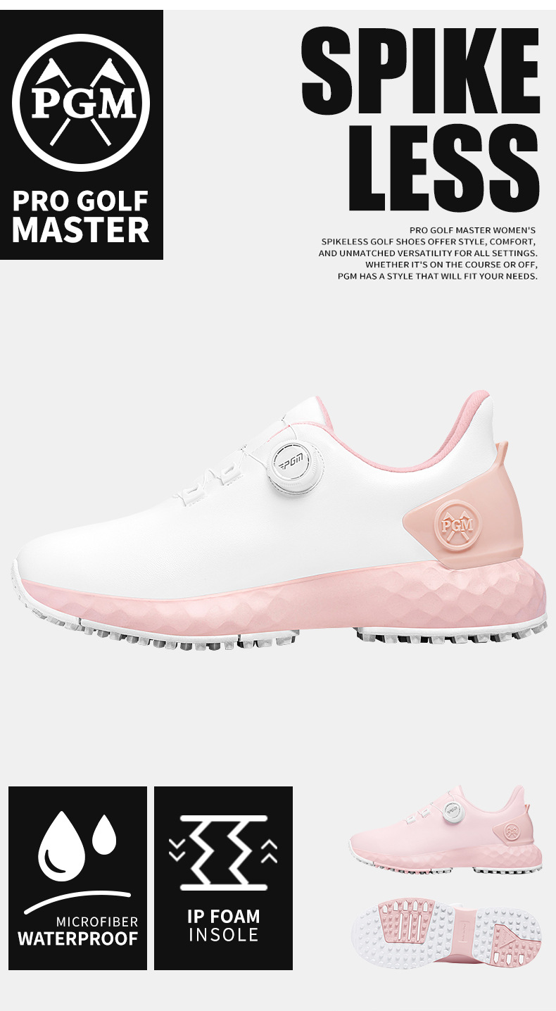 Giày golf nữ PGM chống thấm nước, núm vặn, đế foam êm — XZ353-xanh macaron, XZ353-Anh Đào tuyết trắng, XZ353-Hoa anh đào rơi Hồng chi tiết 6