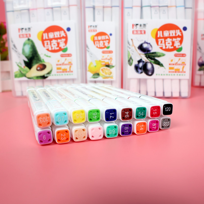 Creativo doble cabeza marcador traje estudiante lavable caja acuarela pluma niños portátil a base de agua pintura pluma al por mayor