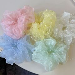 スーパーフェアリーふわふわメッシュ水玉ヘアリング大腸リング 2025 新しいフレンチスイートレイジースタイル多用途ヘアアクセサリー