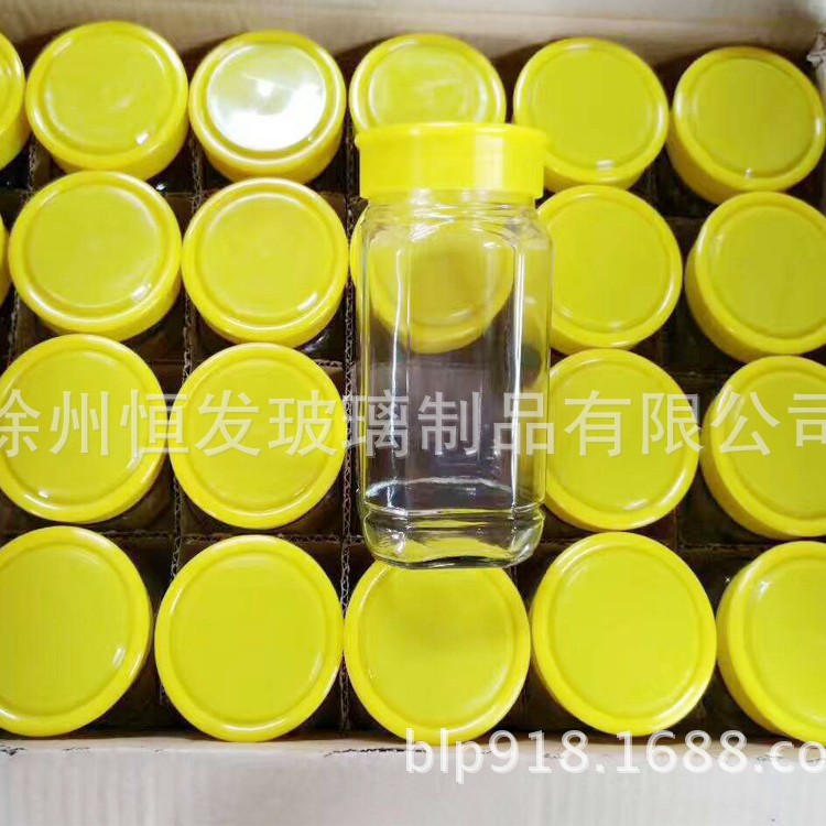 批发玻璃瓶装蜂蜜瓶子500g玻璃蜂蜜罐子八角蜂蜜玻璃瓶带盖送垫片