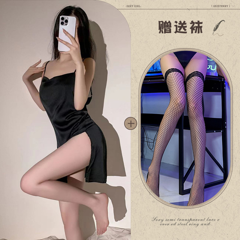 블랙 + 블랙 망사 스타킹
