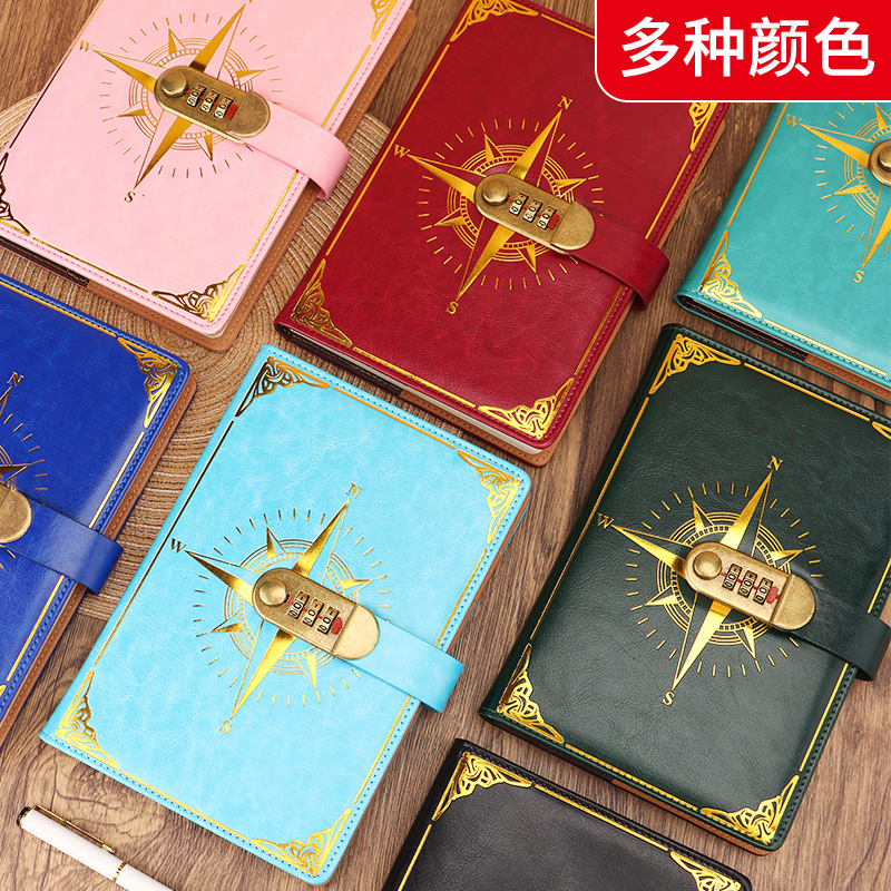 Cuaderno de contraseña retro con bloqueo A5 engrosado japonés y coreano simple estudiante de escritura soporte de diario personalizado