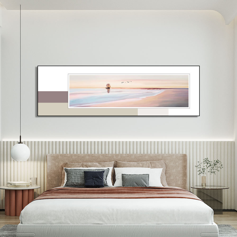 Dormitorio Pintura junto a la cama pintura decorativa textura abstracta de gama alta pintura de porcelana de cristal paisaje colgando pintura estrella flash pintura Marco de aleación de aluminio