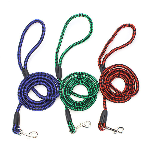Wholesale Manufacturer Grid Round Cord Pet Leash Nylon Dog Lead Dog Chain Walking Rope Pet Supplies