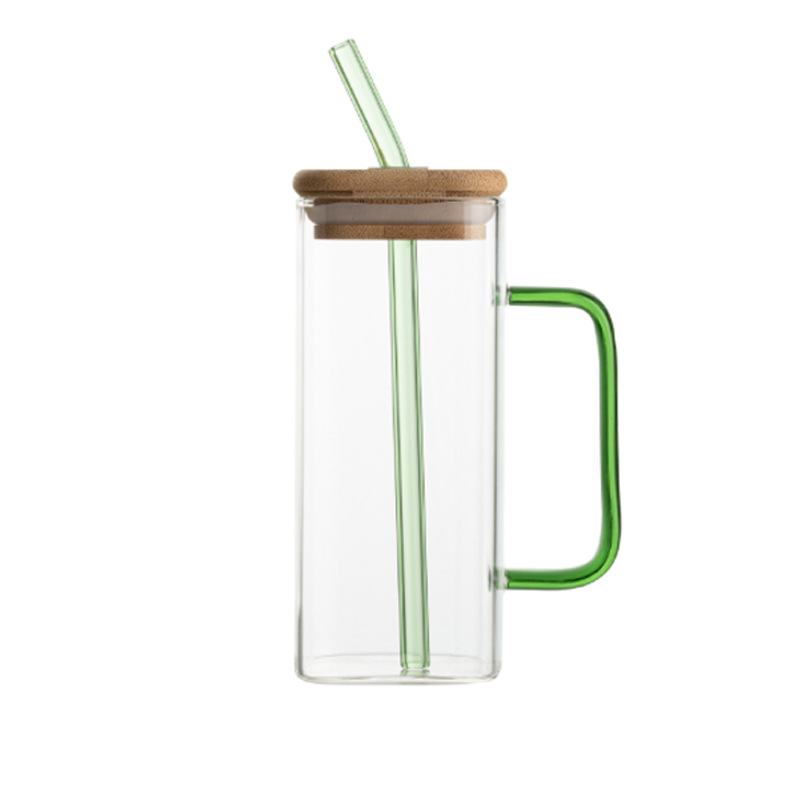 Taza cuadrada de vidrio con alto contenido de borosilicato, taza de sorbente de jugo de alto valor, taza de té para el hogar, taza de leche transparente al por mayor
