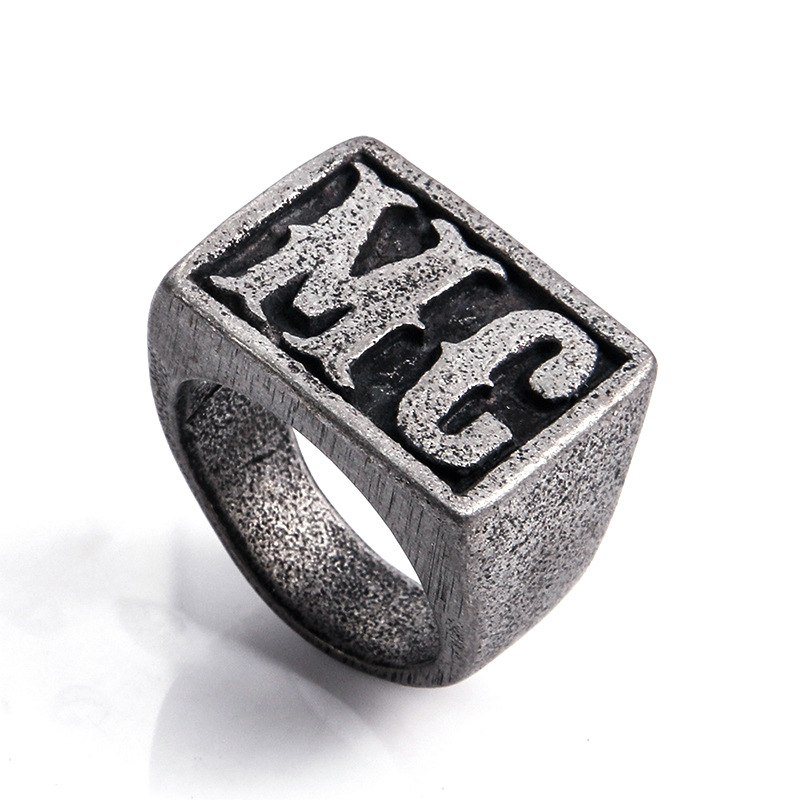 24g Weight Rings Classification 1 Piece Quantity Street Occasion Titanium Steel Material Letter, Simple Pattern Men's Gender Hip-Hop Style Men's Hip-Hop Rings Letter Simple Titanium Steel Men Signet Rings 3