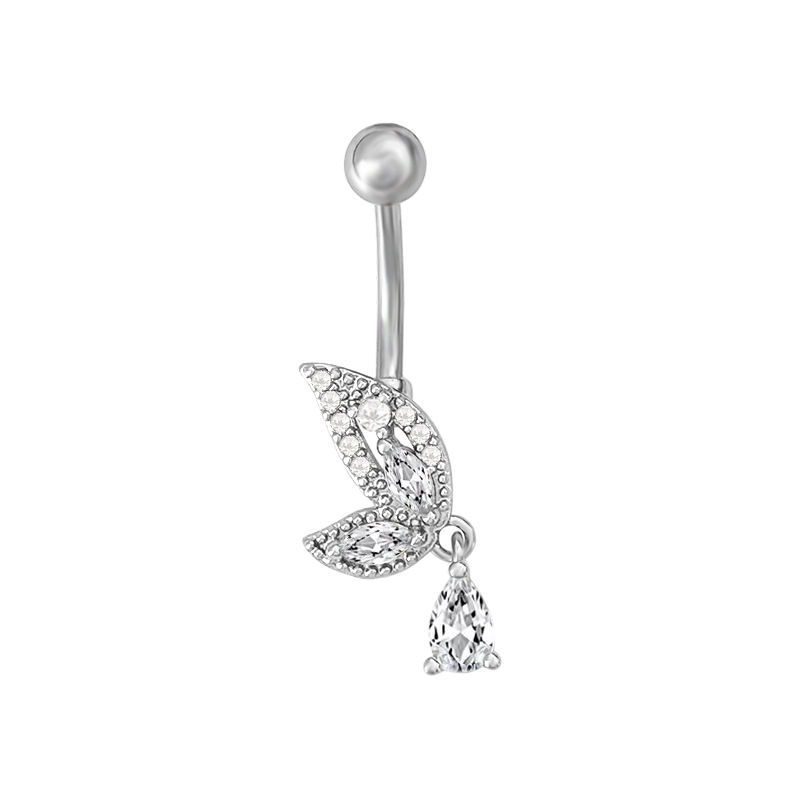 Zircon Inlay Navel Ring Piercing For Women Elegant Belly Jewellery_voghion.com
