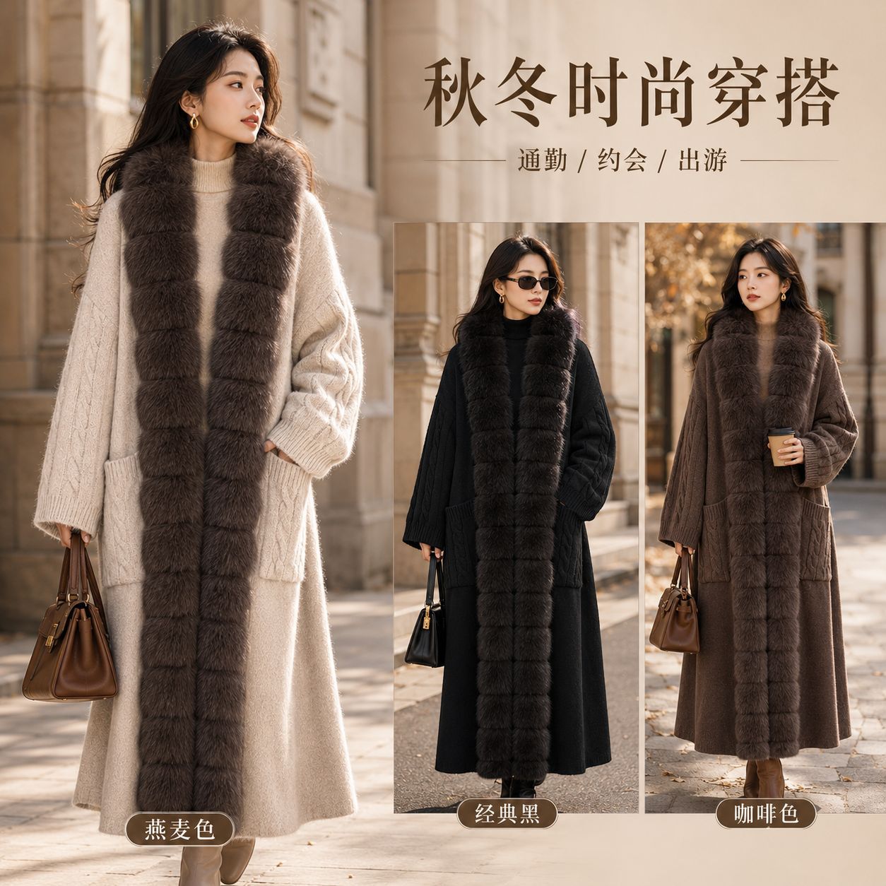 Women's New Long Wool Coat, Autumn/Winter Fashionable and Elegant Wool Overcoat, Double-faced Wool Coat, Genuine Fox Fur Collar