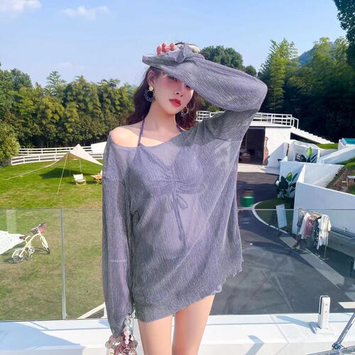 2024 New Summer Split Swimsuit Women's Beach Ins Style Sexy Slim Pure Lust Style Korean Style Cover-Up Swimsuit
